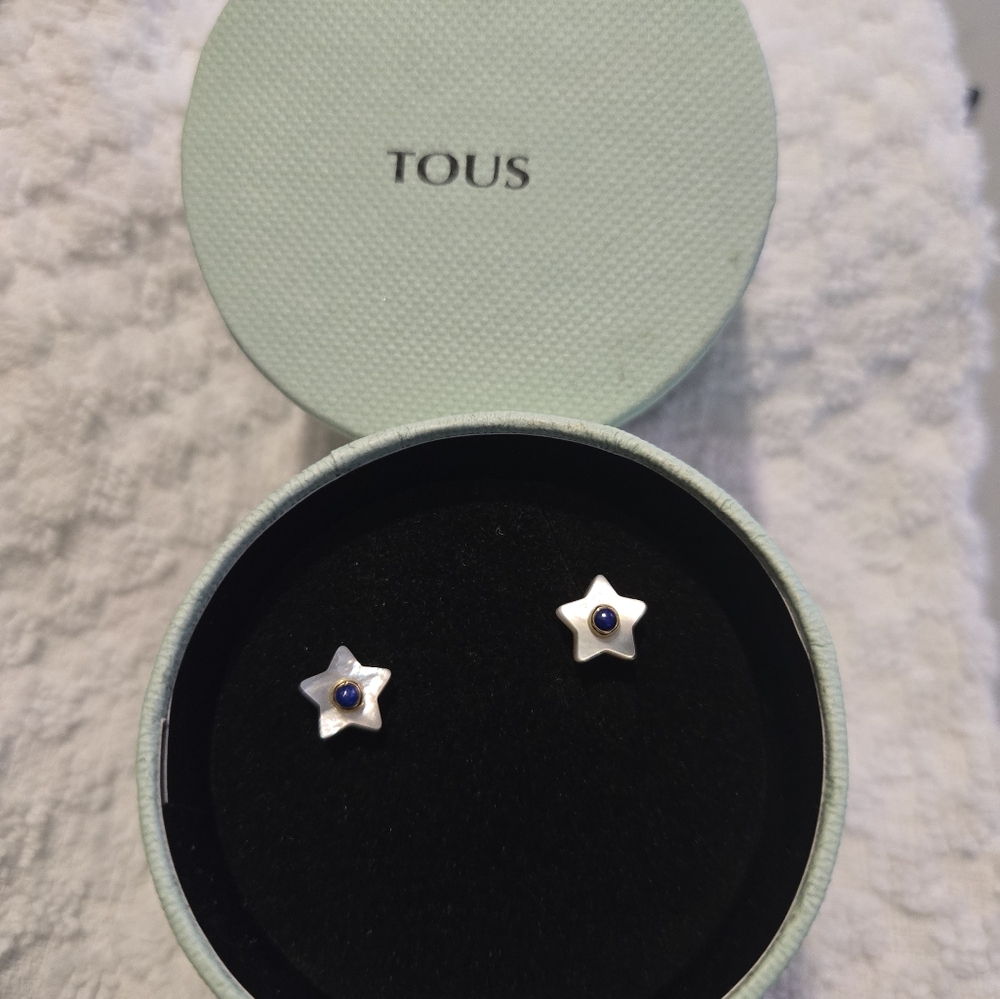 Tous Gold Star Earrings with Lapis Lazuli